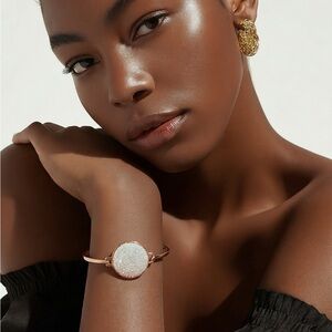 EUC Kate Spade Crystal Bangle Druzy Circles Rose Gold Bracelet